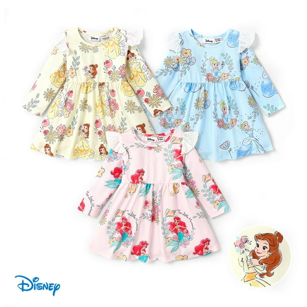 Disney Princess Baby Girl Ruffle Long Sleeve Play Dress Size 3 24M Walmart