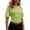 Green, variant on Women's Crew Neck Short Sleeve Ruched Crop Top Midnight Tone Solid Casual Fashion Top for Daily Wear Summer Vacation Beach Mint Green XL