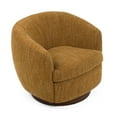 thumbnail image 3 of Benjara Reno Windy 34 Inch Swivel Accent Chair, Yellow Polyester, Wood Base, 3 of 5