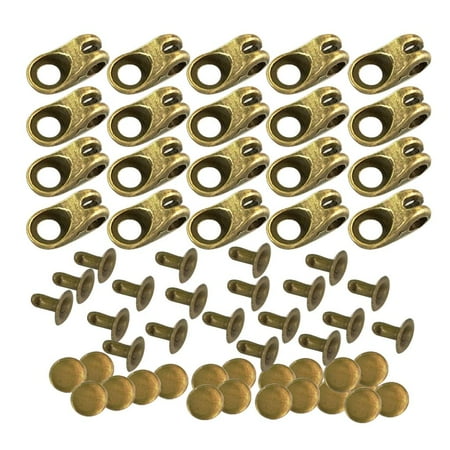 

20 Pieces Alloy Boot Hooks with Rivets Camp Hike Buckles Repair Hiking or for Fashion Bronze