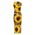 thumbnail image 5 of Robes d'Été pour Femmes Tendance Sans Manches Taille Haute Bohème Côtelée à Cordon Robe Soleil Froncée Aguichant Fente Haute Robe Maxi, 5 of 5