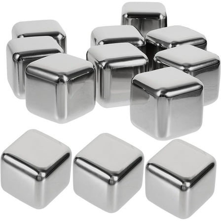 12pcs Metal Ice Cubes Stainless Steel Ice Cube Stainless Steel Set Silver Wine 304 Stainless Steel