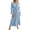 Light Blue, variant on qafoshin Fall Pleated Dresses for Women V Neck Long Sleeve Midi Dress Waistband Classic Ruched Dress
