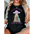 thumbnail image 1 of Camiseta deportiva cómoda con estampado de eslogan, cuello redondo y manga corta, ropa deportiva para mujer, ideal para el tiempo libre., 1 of 7