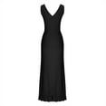 thumbnail image 6 of Women V Neck Sleeveless Mesh Ruffle Hem Bodycon Maxi Casual Backless High Slit Cocktail Party Dress, 6 of 6