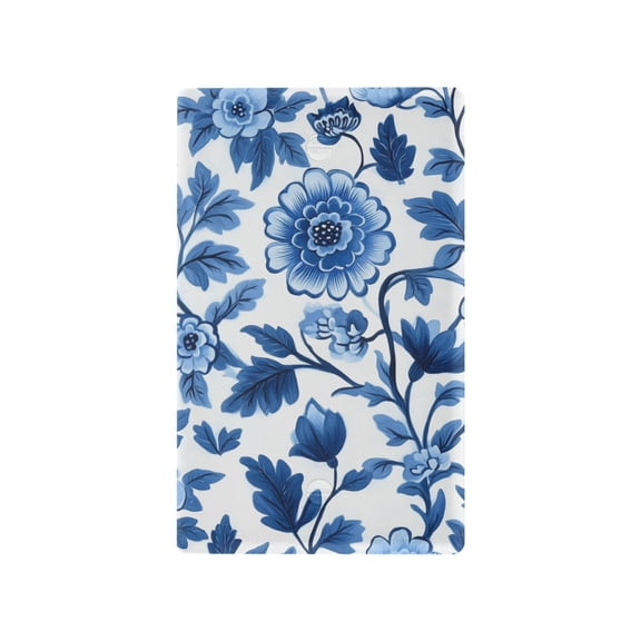 Yayeee Blank Wall Plate Cover 1-Gang 4.5"x2.7" Home Unused Decorative Outlet, Blue Floral Pattern