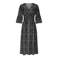 thumbnail image 7 of Youyipin Womens Summer Dresses For Women 2025 Casual V Neck Floral Bohemian Wrap 3/4 Sleeve Midi Boho Formal Dresses For Women, 7 of 7