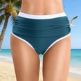 thumbnail image 2 of HCNTES Womens High Waisted Swim Bottom Retro Triangle Bikini Bottoms Tummy Control Scrunch Swimwear Dark Blue,5XL, 2 of 9