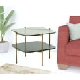 thumbnail image 2 of HomeRoots 487355 20 in. Glass & Metal Square End Table with Shelf, Gold & Clear, 2 of 3