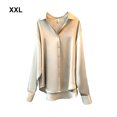 thumbnail image 1 of Femmes Casual Style Bouton-Up Chemise Voyage Randonnée Travail Réunion Polyester Revers Blouse à Manches Longues Vêtements Champagne Abricot 2XL, 1 of 9