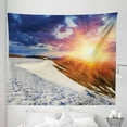 thumbnail image 1 of Landscape Tapestry, Snowy Sunny Mountains Spring Season Theme Picturesque Nature Photography, Fabric Wall Hanging Decor for Bedroom Living Room Dorm, 5 Sizes, Blue and Brown, by Ambesonne, 1 of 1