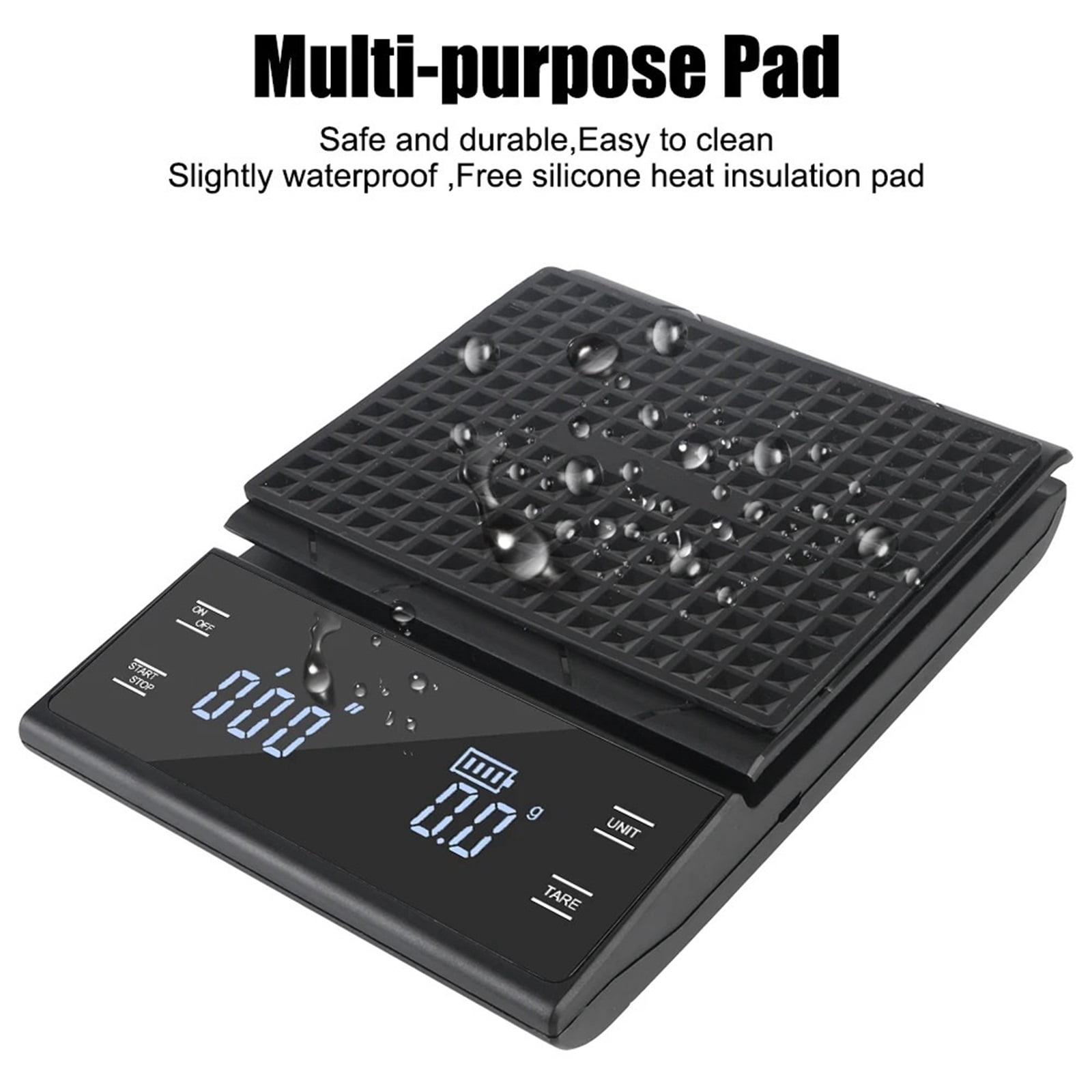 Rechargeable Type-C 3KG/0.1g Electronic g/oz/ml LED display Coffee Kitchen Weight Scale High Precision Auto Timer Digital