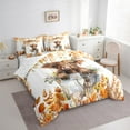 thumbnail image 3 of Manfei Cute Highland Cow Bedding Comforter Set 7-Piece, Orange Flower Floral Full Bedding Set, Farm Animal Fitted Sheet Flat Sheet, Lightweight Room Decor, 3 of 8