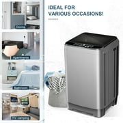 Kcpolre Portable Washing Machine, 25 lbs Full Automatic Washer with 10 Programs & 8 Water Levels, Top Load Clothes Washing Machines with LED Display for Home, Apartment, Grey