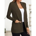 thumbnail image 5 of Women'S Open Front Knit Cardigan Sweater Long Sleeve with Pocket Coffee L, 5 of 10