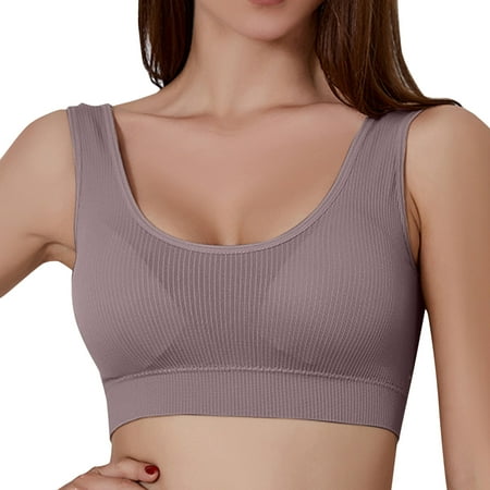 

Cathalem Womens Workout Bra Sport Bra Top Fitness Vest Gathered Plus Size Underwear Without Steel Ring Mark Thin Low Back Bra Underwear Grey XX-Large