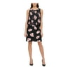 TOMMY HILFIGER Womens Black Sheer Floral Sleeveless Jewel Neck Above The Knee Drop Waist Dress 12