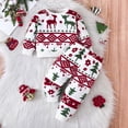 thumbnail image 2 of Odeerbi Toddler Boys Girls Fall Winter Outfits Christmas Sweatsuits Cute Tracksuit Kids Christmas Pattern Long Sleeve Sweatshirt Sweatpants Two-piece Suit Toddler Clothes White, 2 of 7