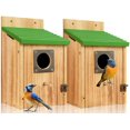 thumbnail image 1 of Casitas para pájaros Fitraho, paquete de 2, de cedro con protector metálico, 1 of 7