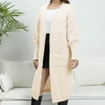 thumbnail image 4 of Long Cardigans for Women Loose and Lazy Woven Sweater With Double Pockets and Lantern Sleeves Cardigan Coats, 4 of 5