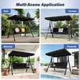 thumbnail image 6 of Howsvn 3 Seat Outdoor Patio Swing with Converting Canopy, Cushioned Steel Frame Porch Canopy Swing Chair, Swing Glider Hammock for Patio, Garden, Black, 6 of 10