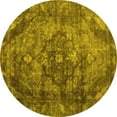 thumbnail image 1 of Ahgly Company Machine Washable Indoor Round Abstract Yellow Contemporary Area Rugs, 4' Round, 1 of 4