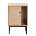 thumbnail image 4 of Baxton Studio Sherwin Mid-Century Modern Light Brown and Black 1-Door Cabinet with Woven Rattan Accent, 4 of 9