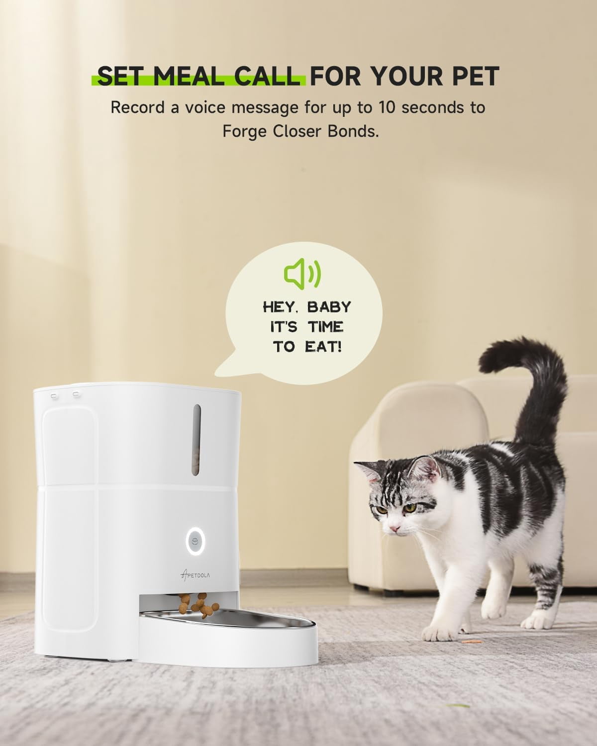 APETDOLA Automatic Cat Feeder with 5G Wi-Fi, 3L Timed Pet Food Dispenser for Dry Food, App Control & Voice Recording