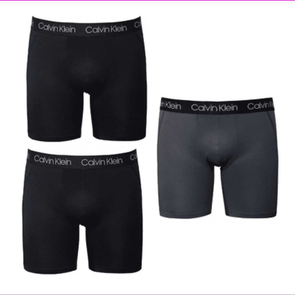 Calvin Klein Men Max Mesh Boxer Briefs Moisture wicking logo waistband  underwear L/Black/ Grey 