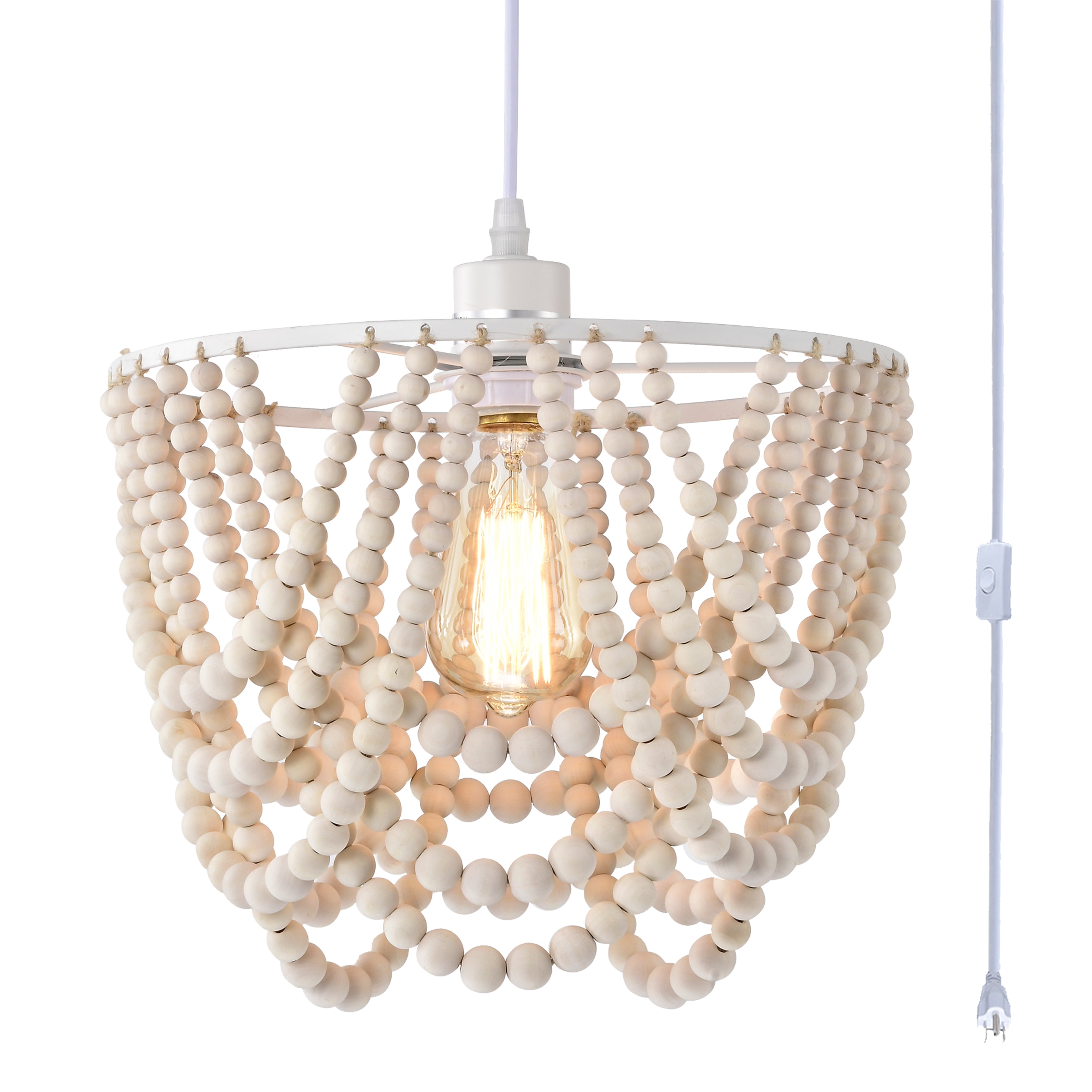 Boho Plug in Chandelier Bead Plug in Pendant Light Fixtures 1Light