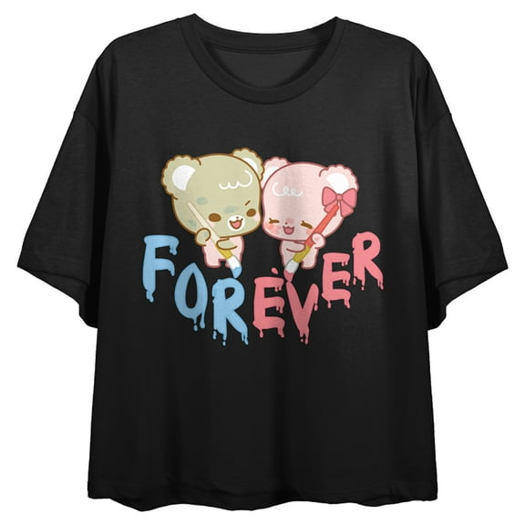 Sugar Cubs Forever Crew Neck Short Sleeve Women's Black Crop Top-Medium