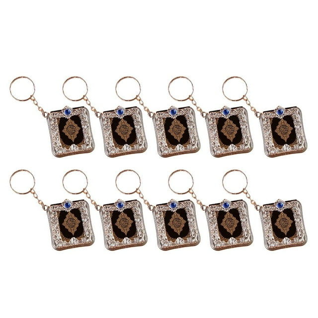 10 llaveros de metal brillante con cristales de imitación y colgante para bolso. Plata