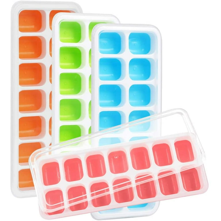 Select4U Ice Cube Tray with Lids BPA Free, 4 Pack - 56 Ice Flexible Easy  Release Silicone Ice Tray for Freezer Stackable No Spill Ice Tray  Dishwasher