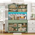 thumbnail image 6 of Homfa 71" Kitchen Pantry with LED Lights and Charging Station, Freestanding Kitchen Cupboard with Storage and Microwave Stand, Floor Cabinet for Dining Living Room, Green, 6 of 7