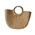 thumbnail image 2 of Bolso de mano de playa tejido con asa, hecho a mano, versátil, tejido a mano, bolso de mano de paja para mujer, para viajes, playa de verano S, 2 of 8