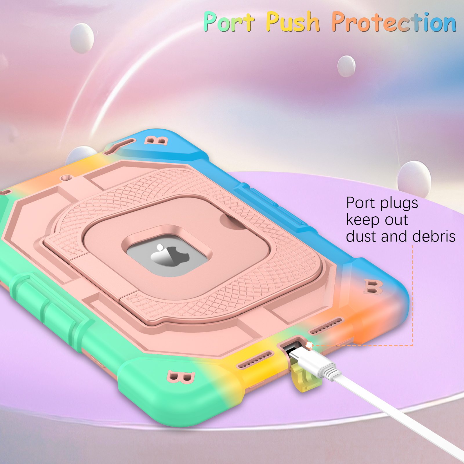 YINLAI iPad 9th Gen Case with Pencil Holder & Kickstand,Compatible with iPad 10.2 Case,Hybrid Shockproof Protective Case for iPad 9/8/7 Gen（2021/2018/2017）,Multicolor+Pink