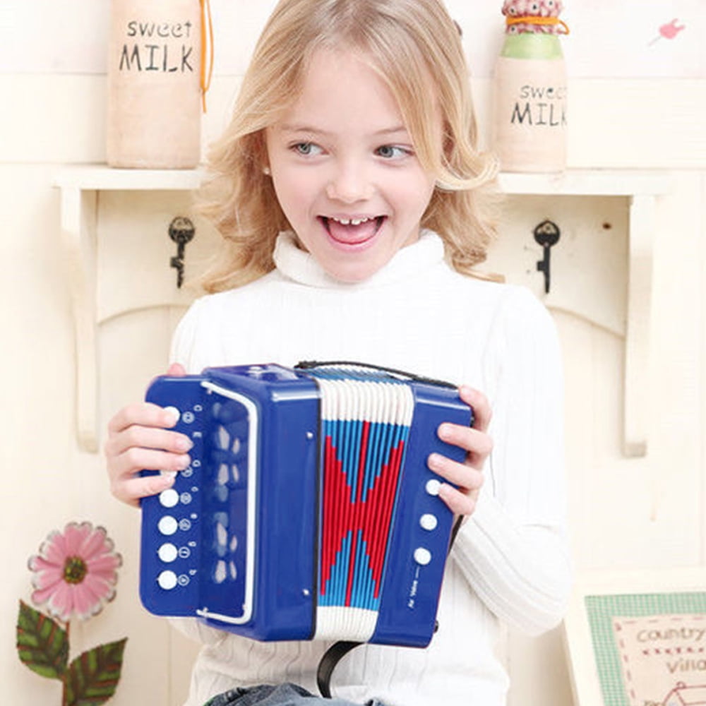 Aibecy Accordion Instrument 7 Keys 2 Bass Small Educational Christmas Gift Choice