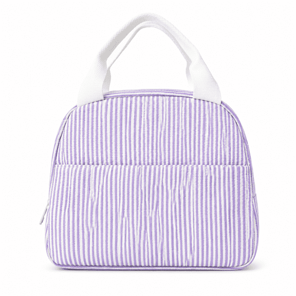 Fabric Striped Lunch Bag, Large Capacity Lunch Box Bag, Office Commute Handheld Thermal Tote for Work