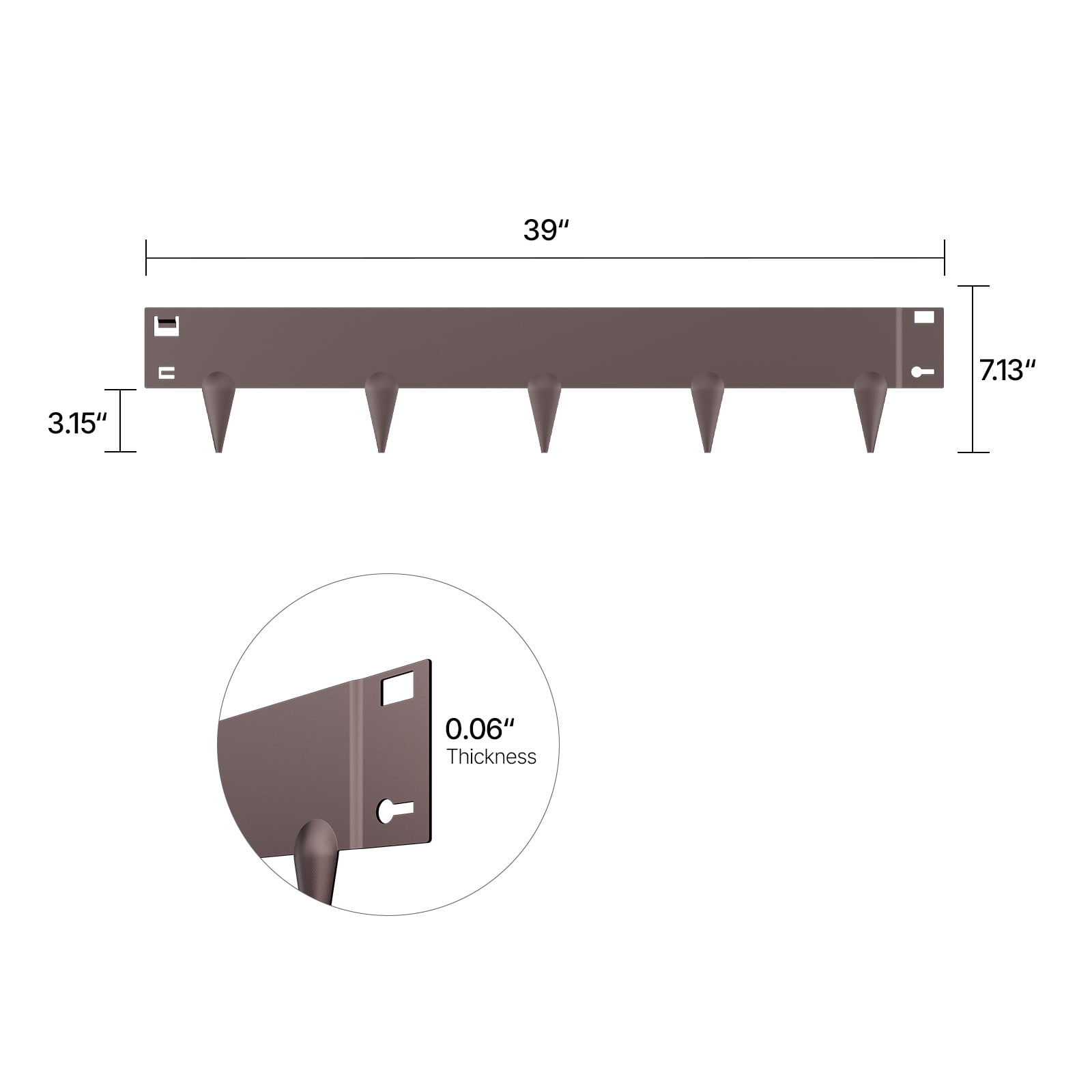 VEVOR Steel Landscape Edging, 5 Packs 39 x 4 in Rust-Resistant Metal Landscape Edging, Bendable Garden Edging Border, Heavy Duty Lawn Edging, Easy-to-Install, Flower Bed Yard Pathway Divider Brown