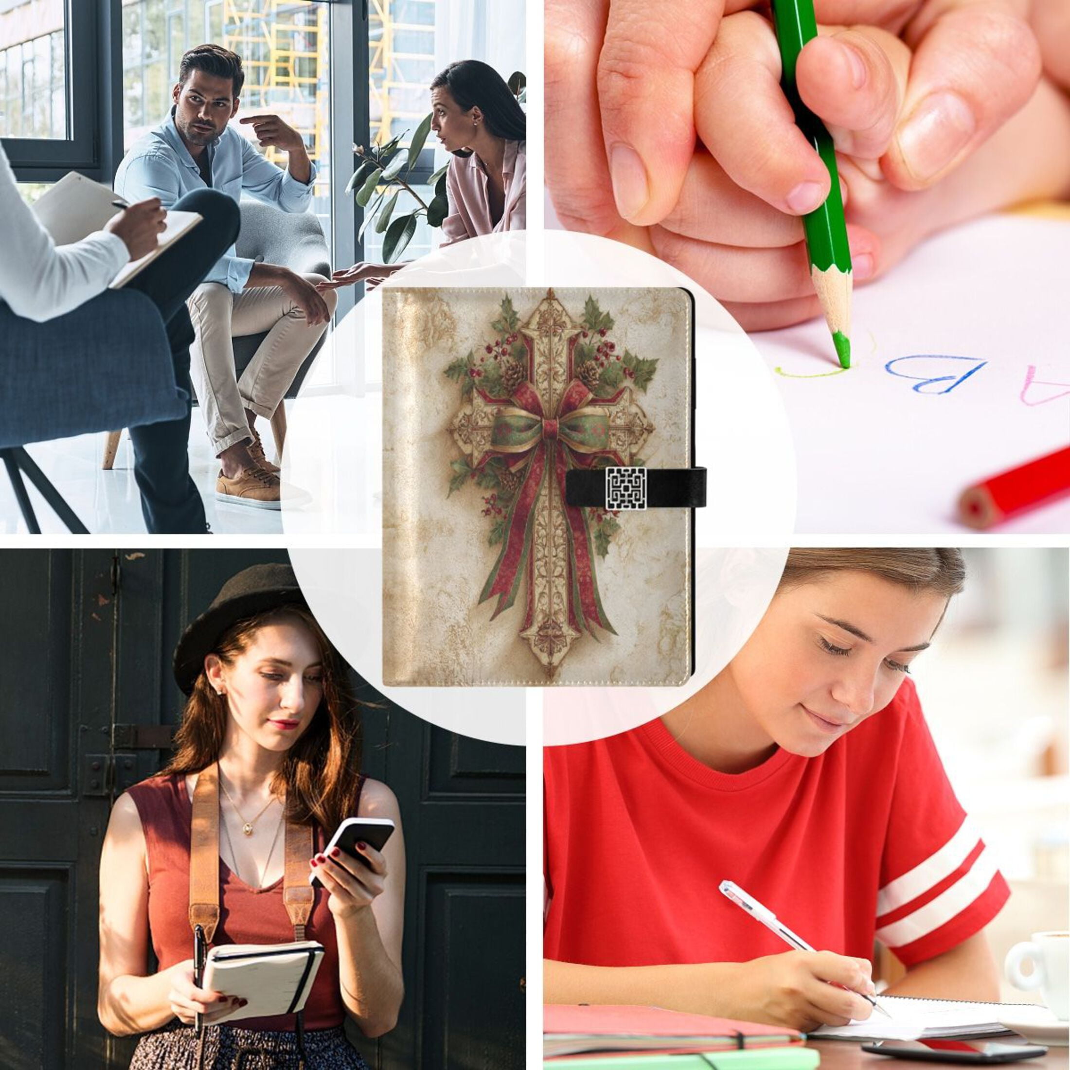 Leather Planner Leather Notebook Notebook Journal Binder Design Pen Pocket Design Convenient for Storage Lovely Christmas Cross