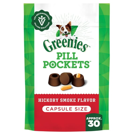 Greenies Pill Pockets for Dogs Hickory Smoke Large, Capsule Size Soft Dog Treats, 7.9 oz (30 Pk)