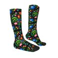 Fotbe Roosters and Flowers print Women's Men's Novelty Crew Socks Cotton Socks Knee High Socks