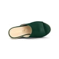 thumbnail image 4 of BLISSFUL STEP Women's Shoes Wedge Heel Open Toe Espadrille Platform Mules Dark Green 7.5, 4 of 7