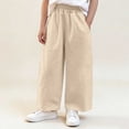 thumbnail image 2 of Mwjwdo Big Kids Boys & Girls Basic Solid Pants, Elastic Waist Long Trousers with Pockets, All Match Casual Daily Pants Beige 12 Years, 2 of 6