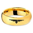 thumbnail image 2 of Tungsten Hawk Flying Eagle Bird Nest Band Ring 7mm Men Women Comfort Fit 18k Yellow Gold Dome Polished, 2 of 4
