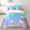 thumbnail image 2 of Homewish Cute Unicorn Animal Twin Bedding Sets 7-Piece for Kids, Kawaii Cartoon Butterfly Bedding Comforter Set, Glitter Rainbow Sheet Sets, Super Cozy Room Decor, 2 of 7