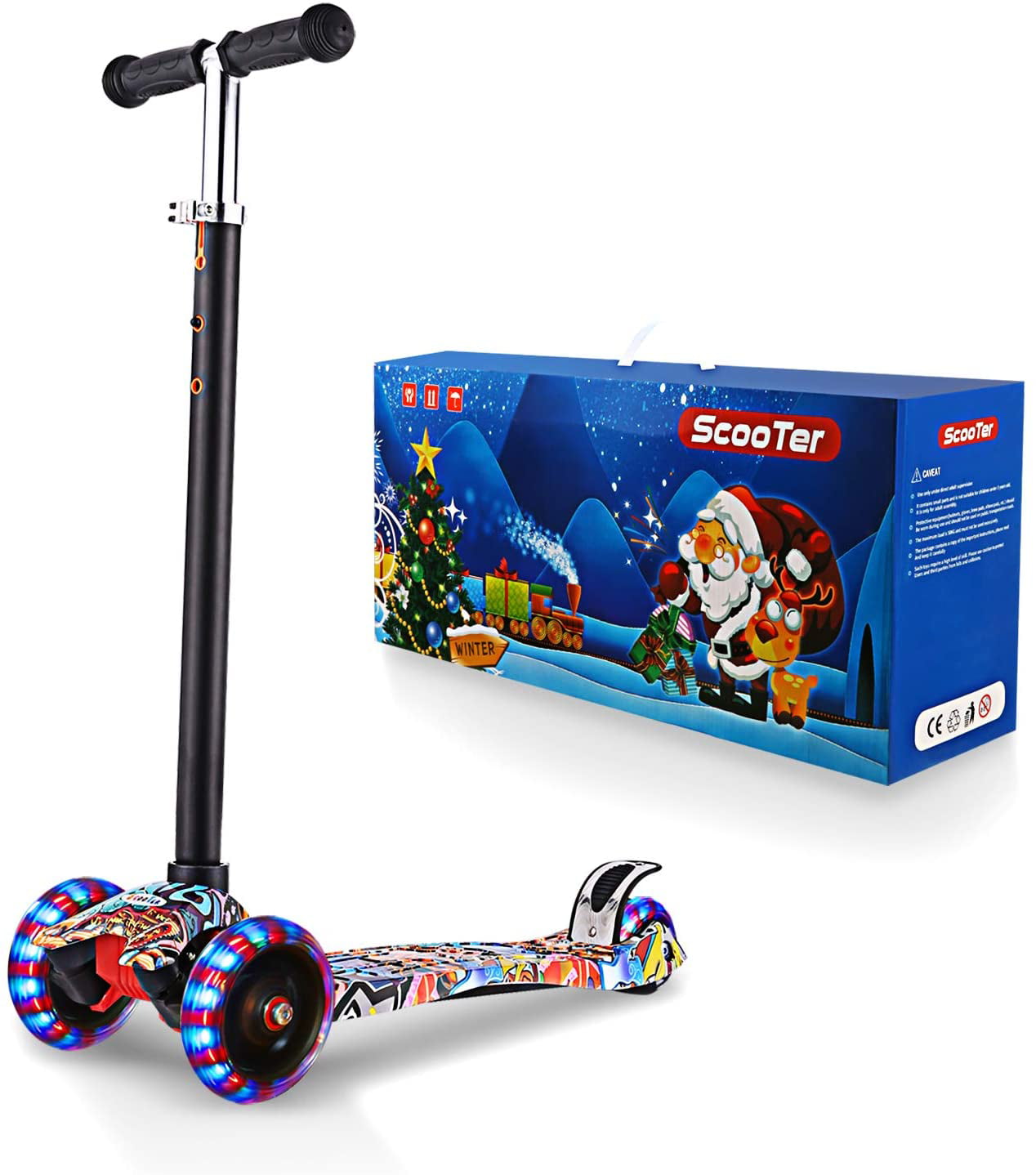 Hikole Scooter for Kids Adjustable Height Scooter for Children Ages 3-12 Kick Scooter for Toddlers Girls & Boys with LED Light Up Scooters Wheels