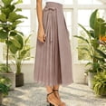thumbnail image 4 of FRSASU Womens Chiffon Wide Leg Skirt Pants Boho Loose Palazzo with Elastic Waist Lace up Beach Vacation Pants Pink, 4 of 9