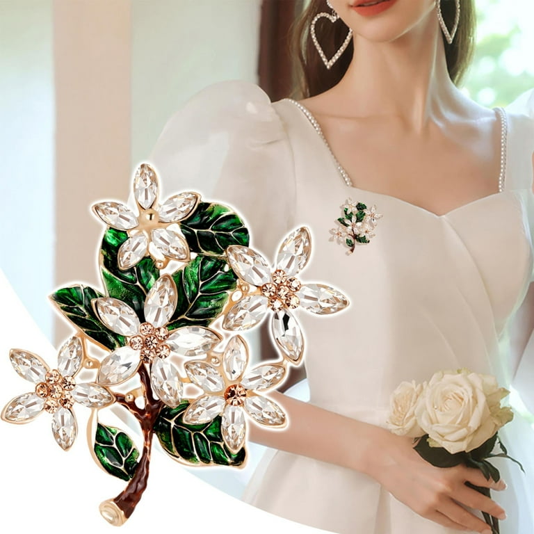 LARUYEKO Vintage Flower Brooch Fashion Drop Oil Enamelled Green