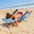 thumbnail image 6 of Slsy Folding Tanning Lounge Chair with Removable Soft Mattress & U-Shaped Pillow,5-Level Adjustable Outdoor Beach Bed for Sunbathing&Napping,Portable Striped Reclining Cot for All-Season Comfort, 6 of 7